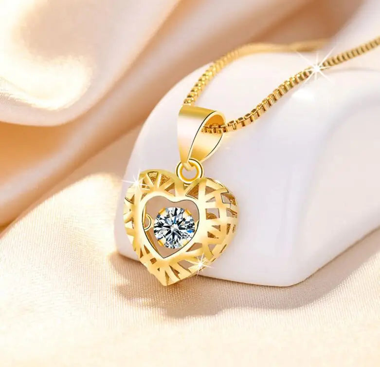 925 Sterling Silver Necklace Pendant Romance Heart Zircon High Quality For Woman Fashion Wedding Engagement Jewelry Gift