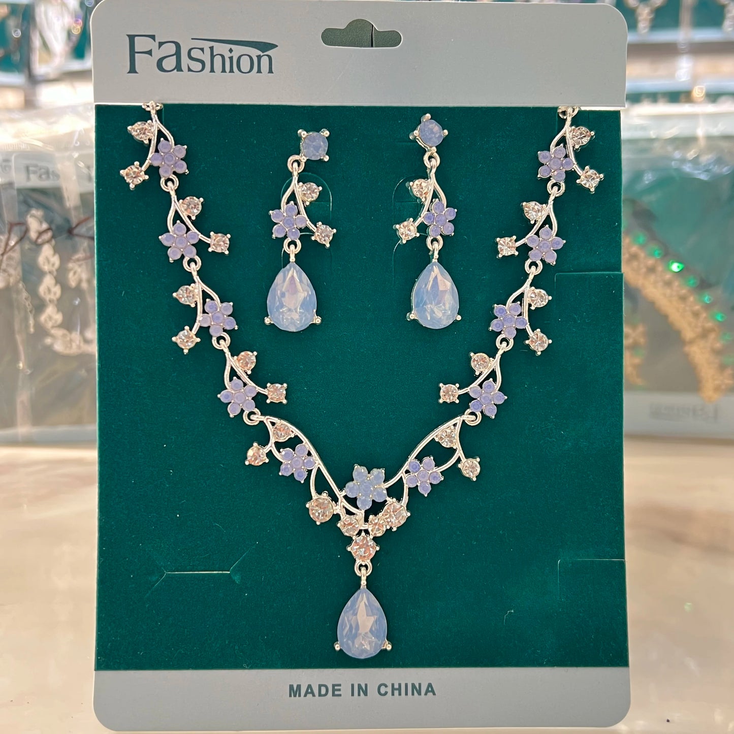 Light Luxury Diamond Inlaid Zircon Necklace Earrings Angel Tears Jewelry Two-Piece Set Wedding Accessories