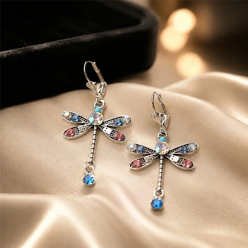 Charm Grace Female Small Animal Rainbow Zircon New Fashion Drop Dangle Earrings Unique Silver Color Wedding Jewelry For Women