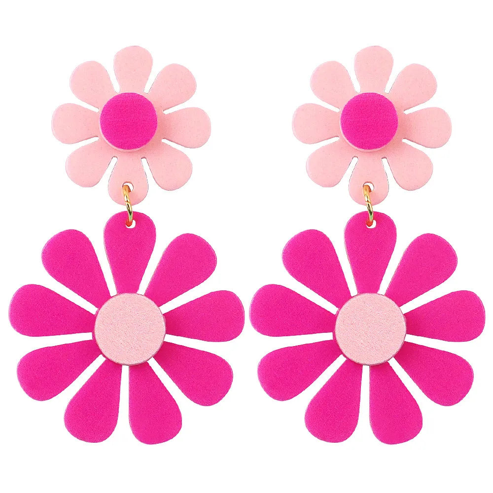 FishSheep Korean Cute Acrylic Flower Earrings for Women Trendy Geometric Daisy Pendant Drop Earrings 2022 Fashion Jewelry Gifts