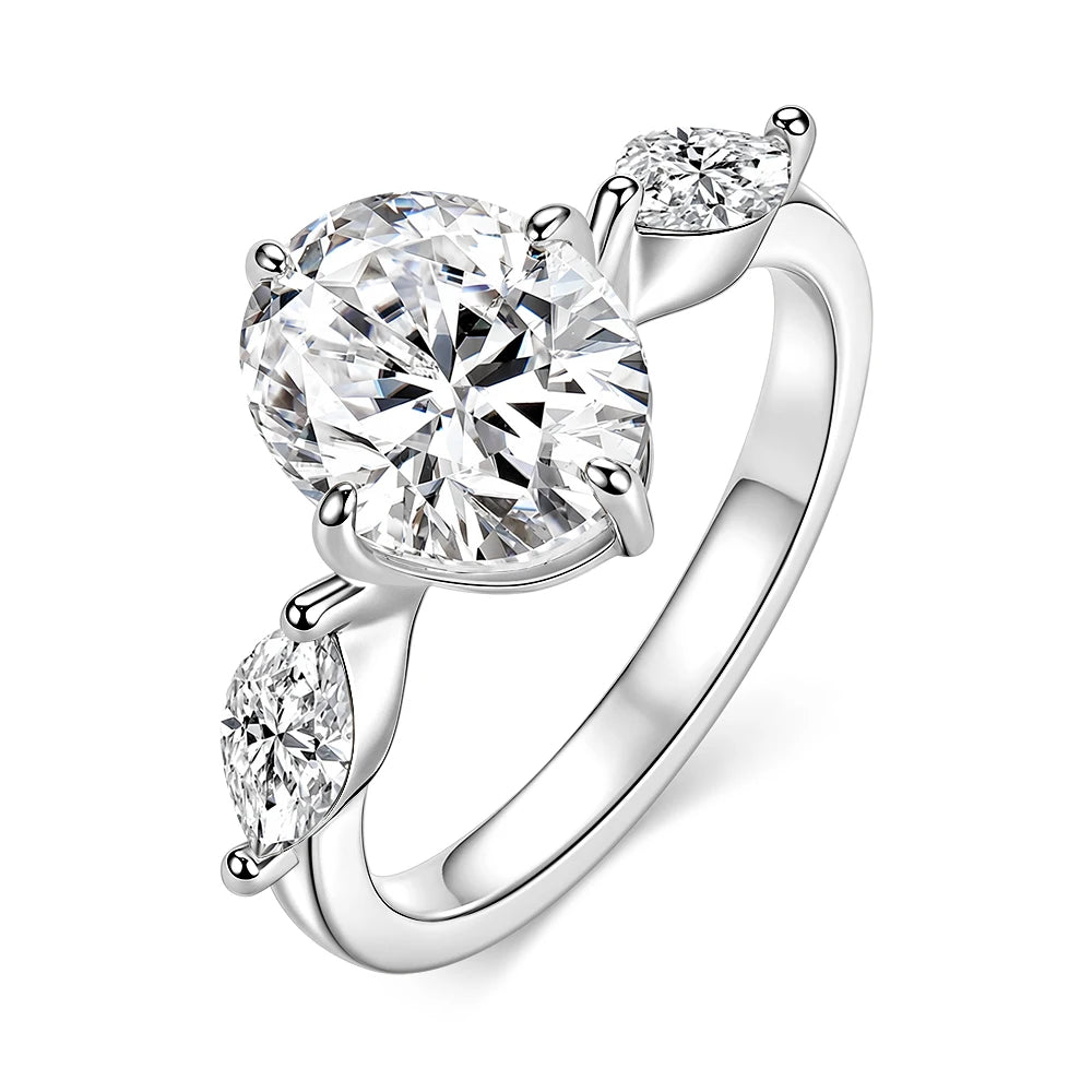 OXTAO Luxury Oval Cut Moissanite Ring 3CT D VVS1 Anniversary Gifts 3-Stone Stackable Wedding Bands Women Jewelry 14K Gold Filled