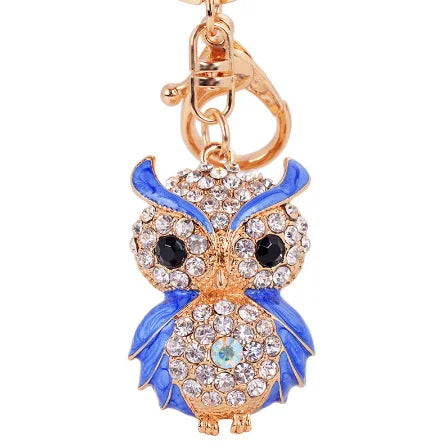 EASYA New Design Crystal Owl Keychain Full Rhinestone Key Ring Key Holders For Women Bag Accessories Cute Animal Car Key Chain