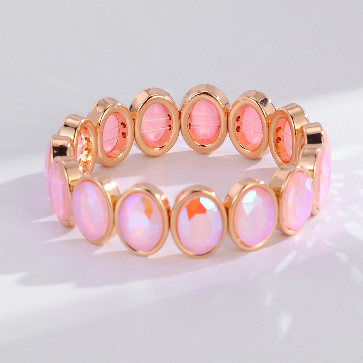 2026 New Arrival Glass Crystal Candy Beads Bracelets Colorful Rhinestone Girl Women Gold Color Bangle Bohemian Style Bracelet