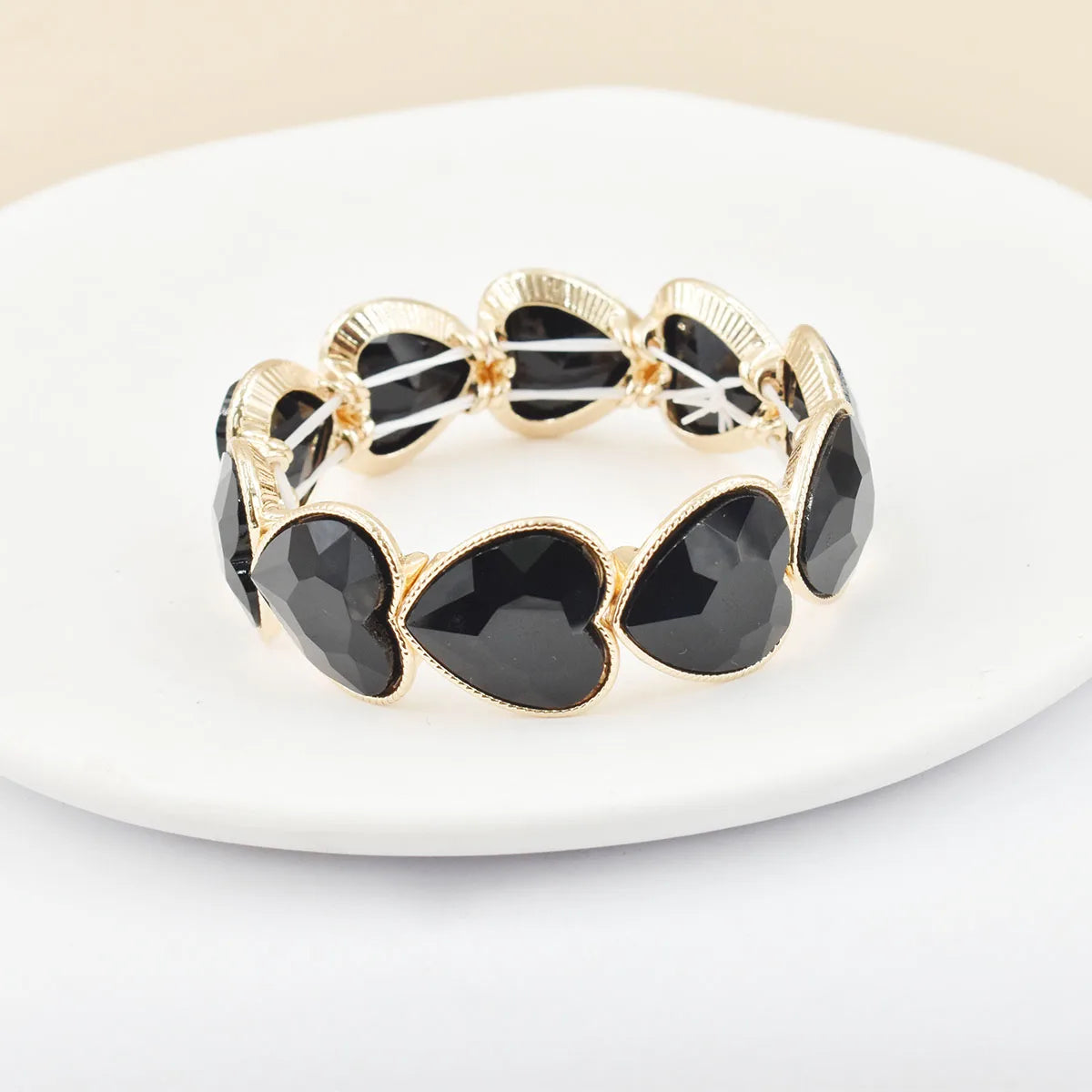 2026 New fashion crystal Women bracelet geometry thread red white blue charms elastic band heart shaped glass Atmospheric Love