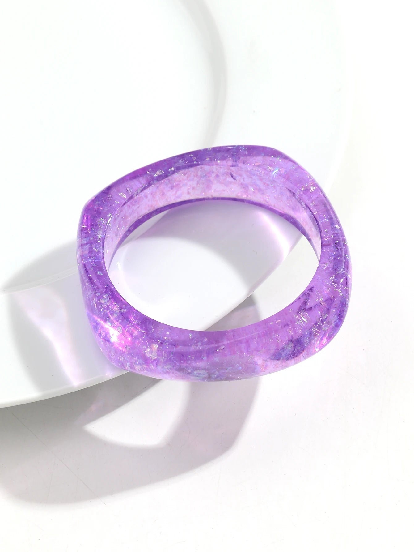 Trendy Resin Purple Wide Geometric Chunky Bangles for Women Fashion Acrylic Beaded Bangle Bracelets Party Jewelry Gifts