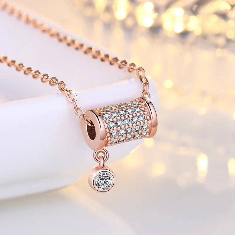 925 Sterling Silver Necklace Pendant AAA Zircon For Women Fashion Exquisite Student Girlfriend Jewelry Accessories Heart Gift