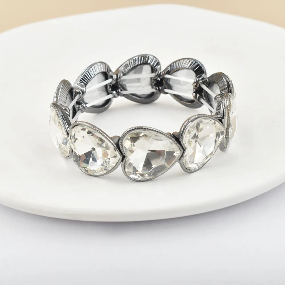 2026 New fashion crystal Women bracelet geometry thread red white blue charms elastic band heart shaped glass Atmospheric Love