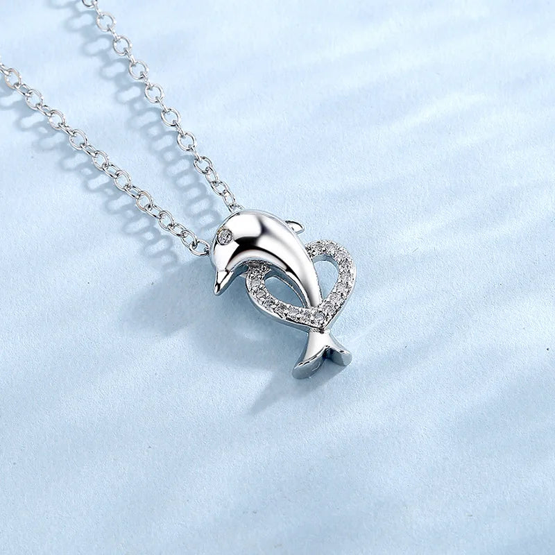 925 Sterling Silver Necklace Pendant AAA Zircon For Women Fashion Exquisite Student Girlfriend Jewelry Accessories Heart Gift