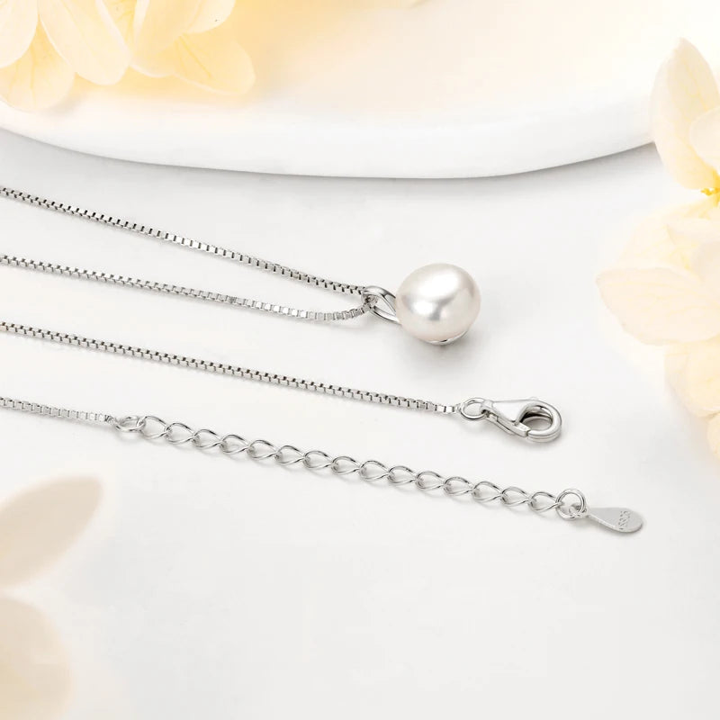 OXTAO Real 925 Silver Necklace Natural Freshwater Pearl Pendant for Women Clavicle Chain Necklace Fine Jewelry Gift wholesale