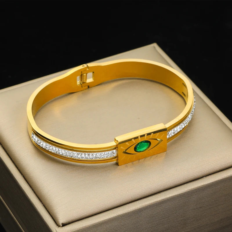 EILIECK 316L Stainless Steel Gold Color Twisted Bangles For Women New Trendy Adjustable Bracelet Waterproof Jewelry Gift Party