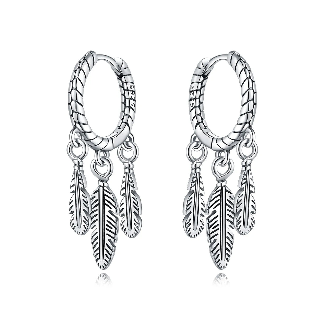 Orstarry 925 Sterling Silver Feather Lucky Symbol Drop Earrings Women Earrings Charm Fashion Versatile Party Jewelry Gifts