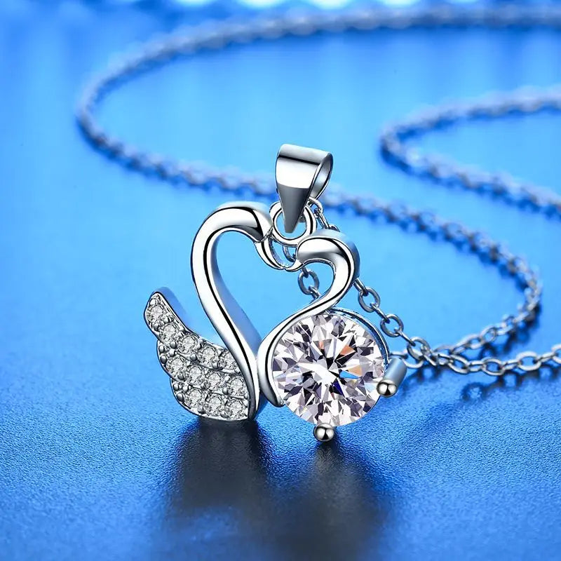 925 Sterling Silver Necklace Pendant AAA Zircon For Women Fashion Exquisite Student Girlfriend Jewelry Accessories Heart Gift