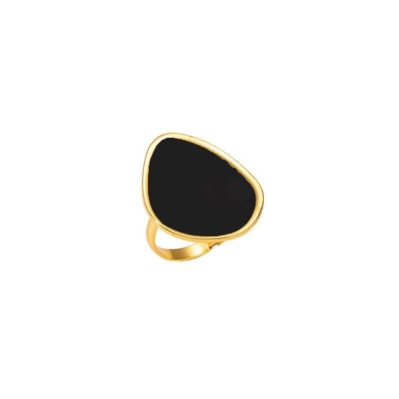 ANENJERY 316L Stainless Steel Geometric Circular Heart Waterdrop Enamel Ring For Women Luxury Temperament Fashion Jewelry Gifts