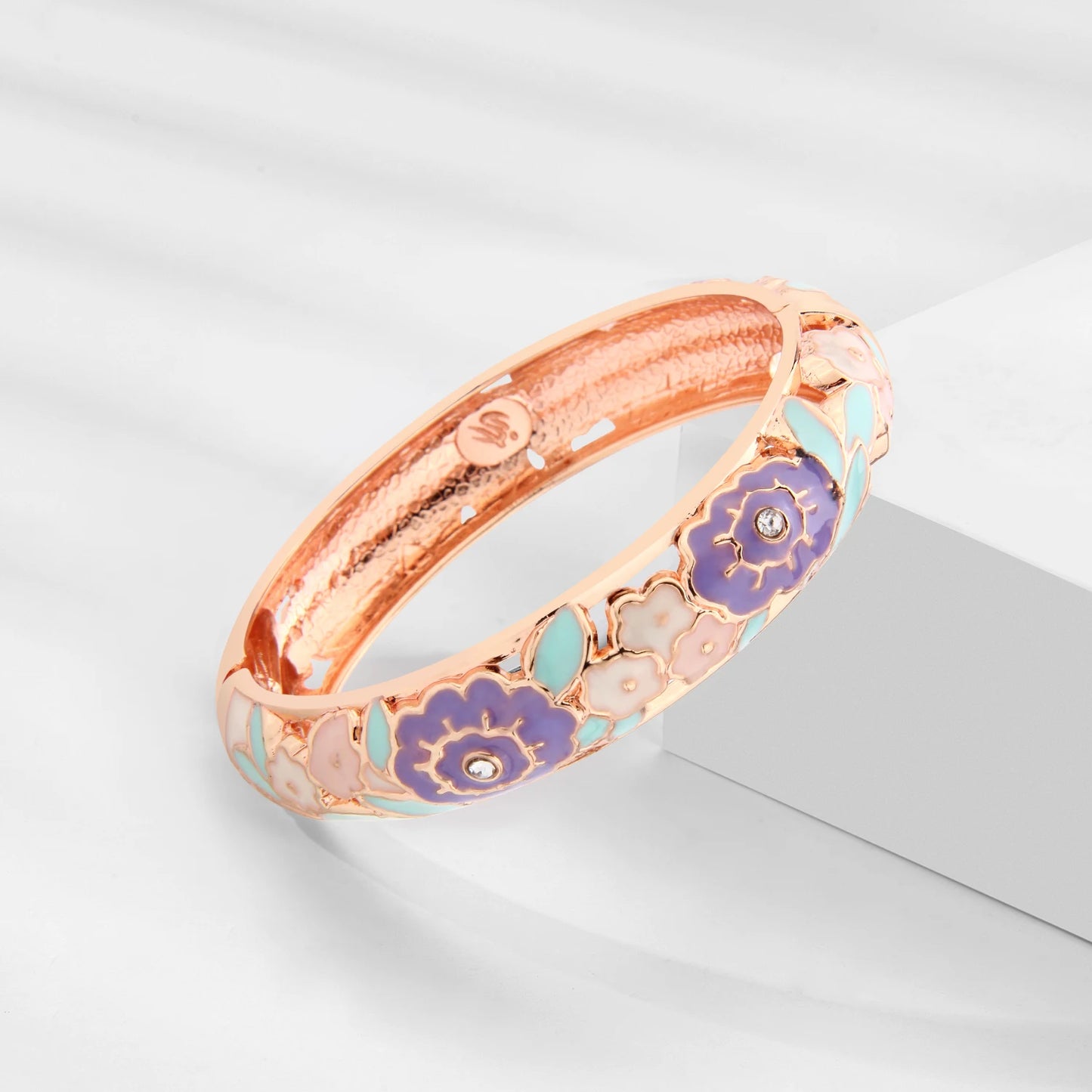 1/6 PCS Purple Enamel Bangle On Hand Cloisonne Bracelet For Women India Women's Hand Bracelets African Jewelry Hawaiian Bohemian