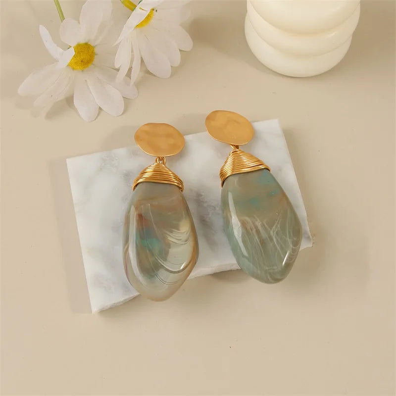 EILIECK Fashion New Resin Vacation-Style Stud Earrings For Women Elegant Ear Dangle Handmade Jewelry Accessories Party Gift