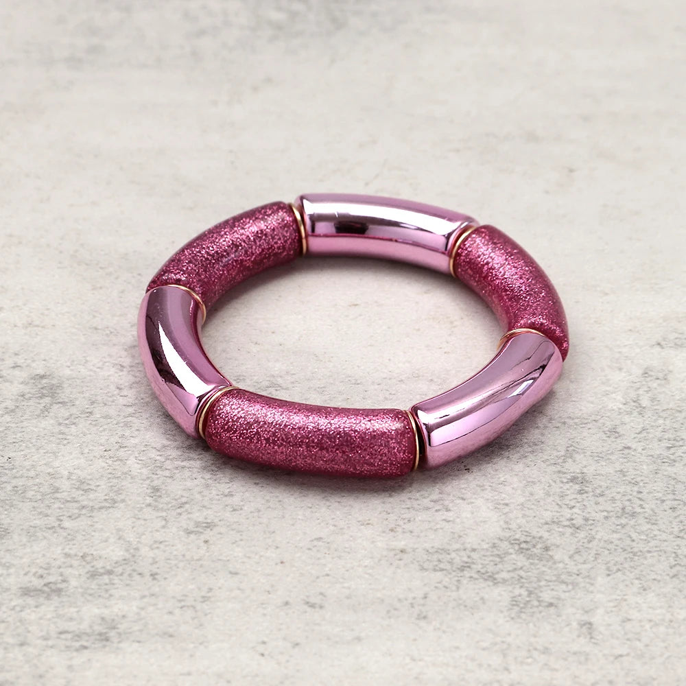 Fashion Pink Acrylic Geometric Beads Bracelets Necklace Earrings for Women Heart Tube Beaded Bracelets 2026 New Jewelry Gifts