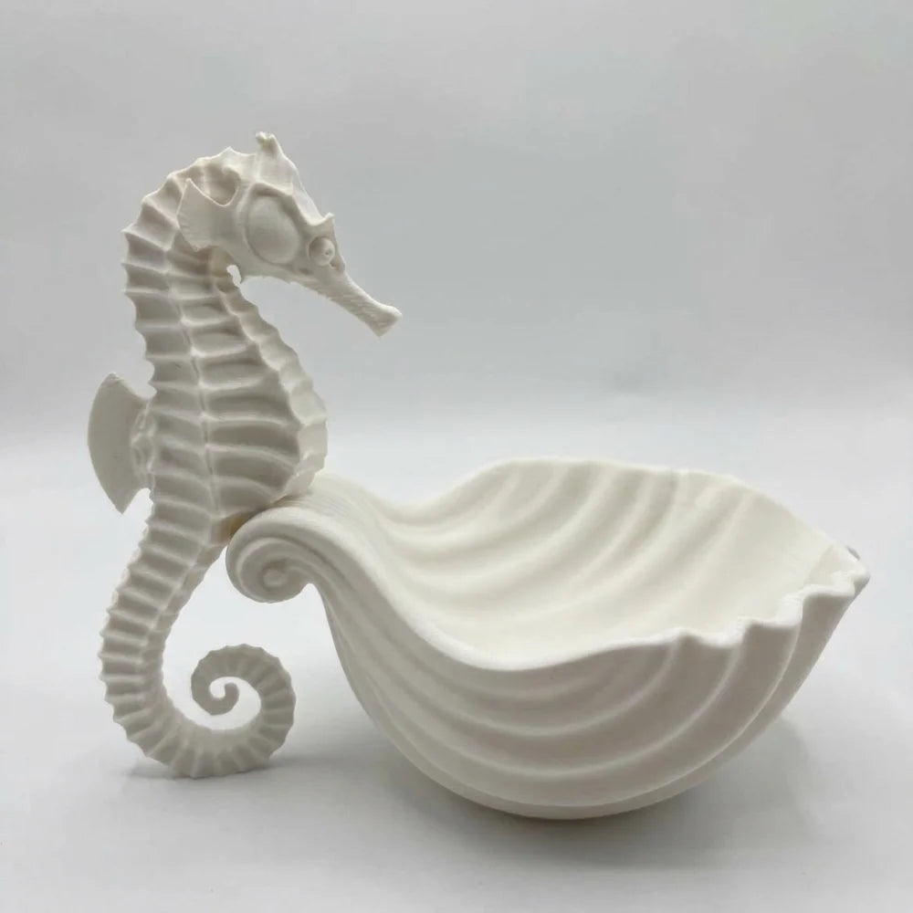 3D Printed Seahorse-Shaped Storage Tray Cute Plastic Jewelry Display Stand Decorative Stable Trinket Dish Desktop Organizer