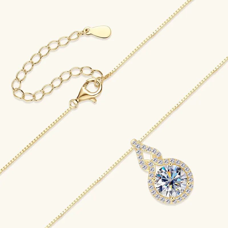 OXTAO D Color Moissanite Infinity Pendant Necklace Women Real 925 Sterling Silver Engagement Luxury Gourd Shape Jewelry