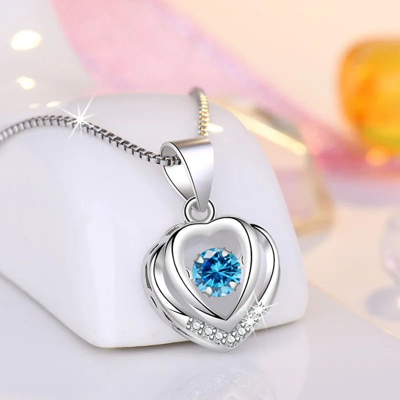 925 Sterling Silver Necklace Pendant Romance Heart Zircon High Quality For Woman Fashion Wedding Engagement Jewelry Gift