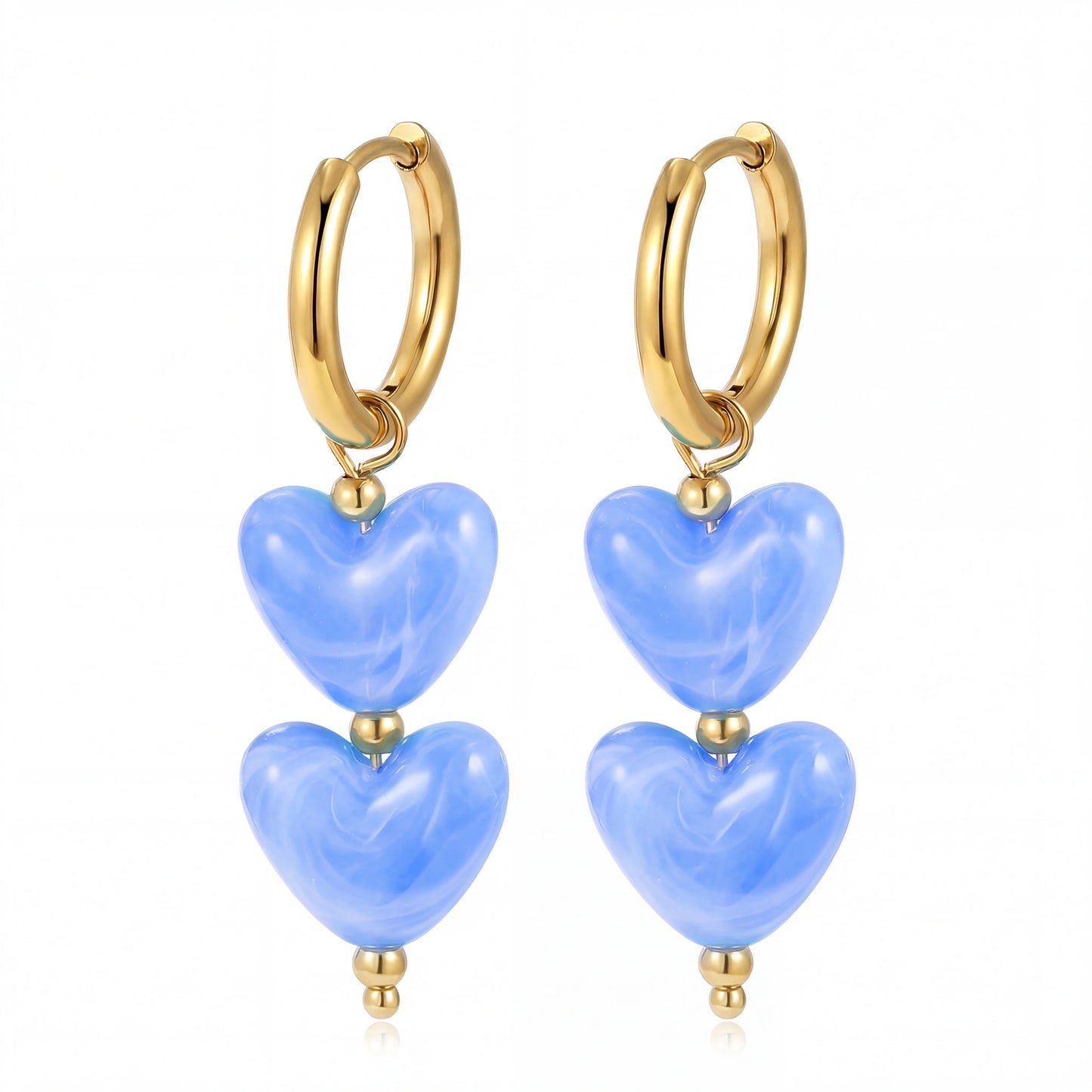 Badu Colorful Acrylic Double Heart Drop Earrings for Women Y2K Sweet Daily Party Accessories