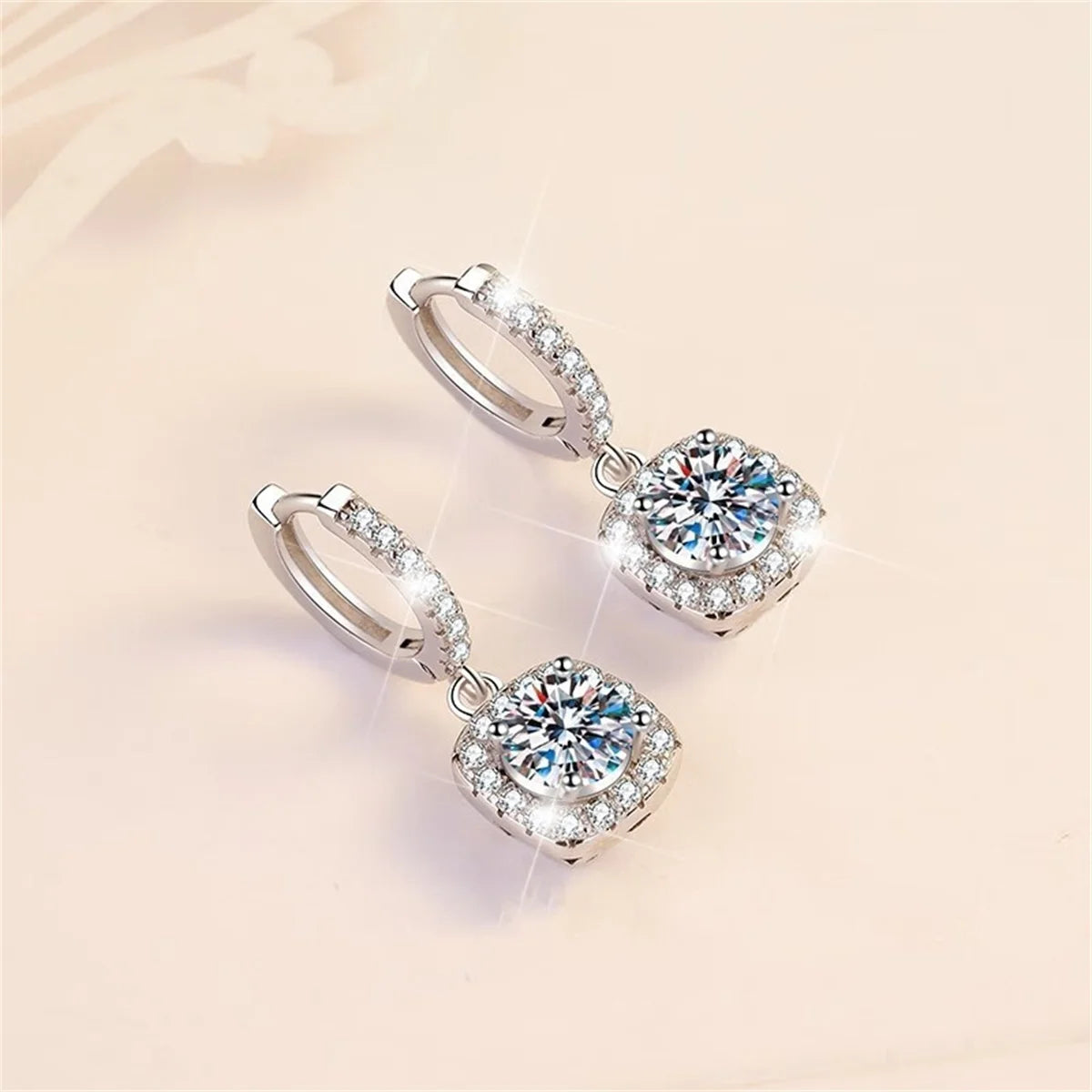 Fashion Luxury Charm Female Small Bag Full White Zircon Stone Drop Dangle Earrings Unique Silver Gold Color Jewelry For Women