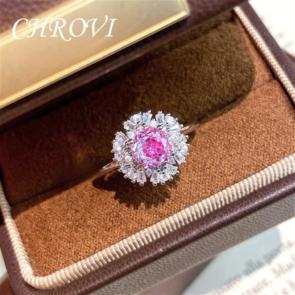 Light luxury 925 sterling silver octagonal millennium rose ring with high-grade square diamond women's ring