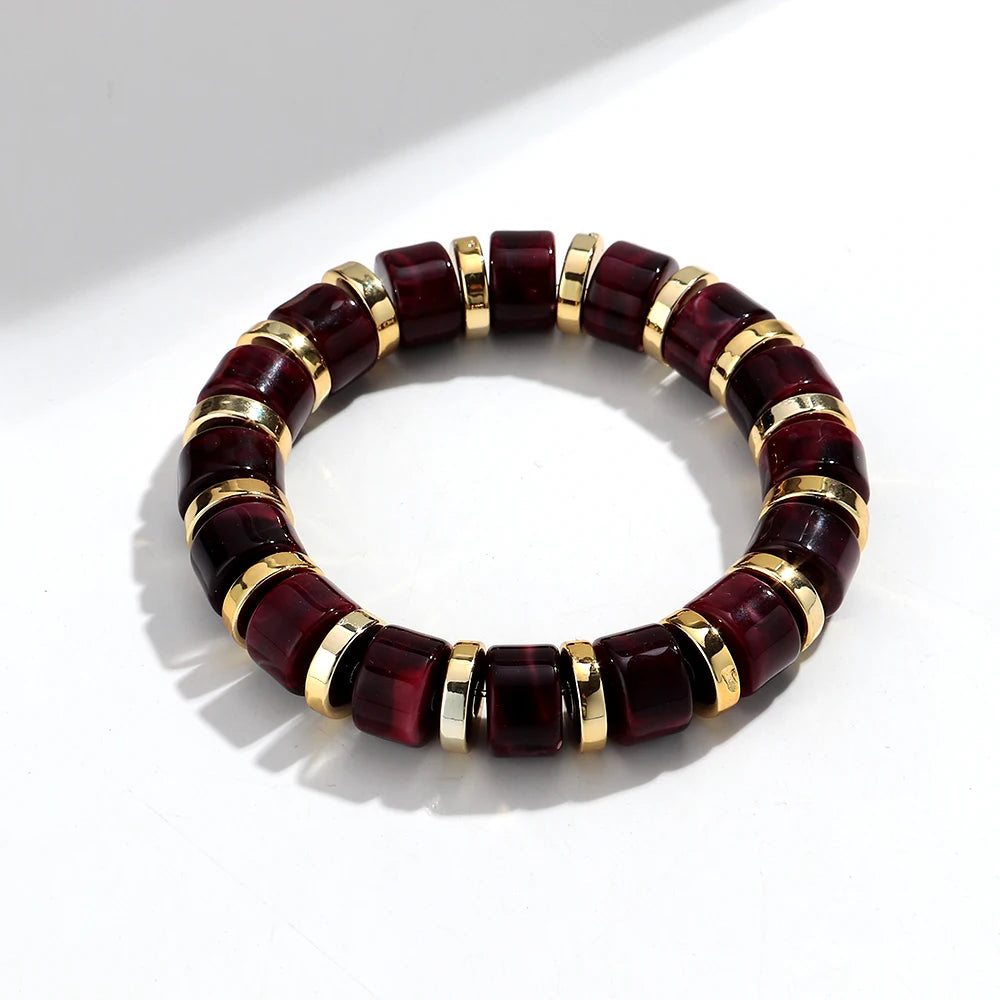 Trendy Resin Purple Wide Geometric Chunky Bangles for Women Fashion Acrylic Beaded Bangle Bracelets Party Jewelry Gifts