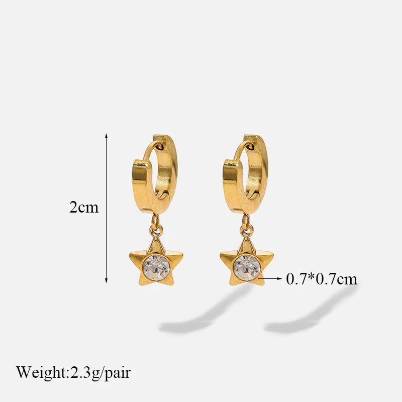 EILIECK 316L Stainless Steel Heart Eye Stone Small Earrings For Women 2024 New Fashion Ear Stud Waterproof Jewelry Gift Bijoux