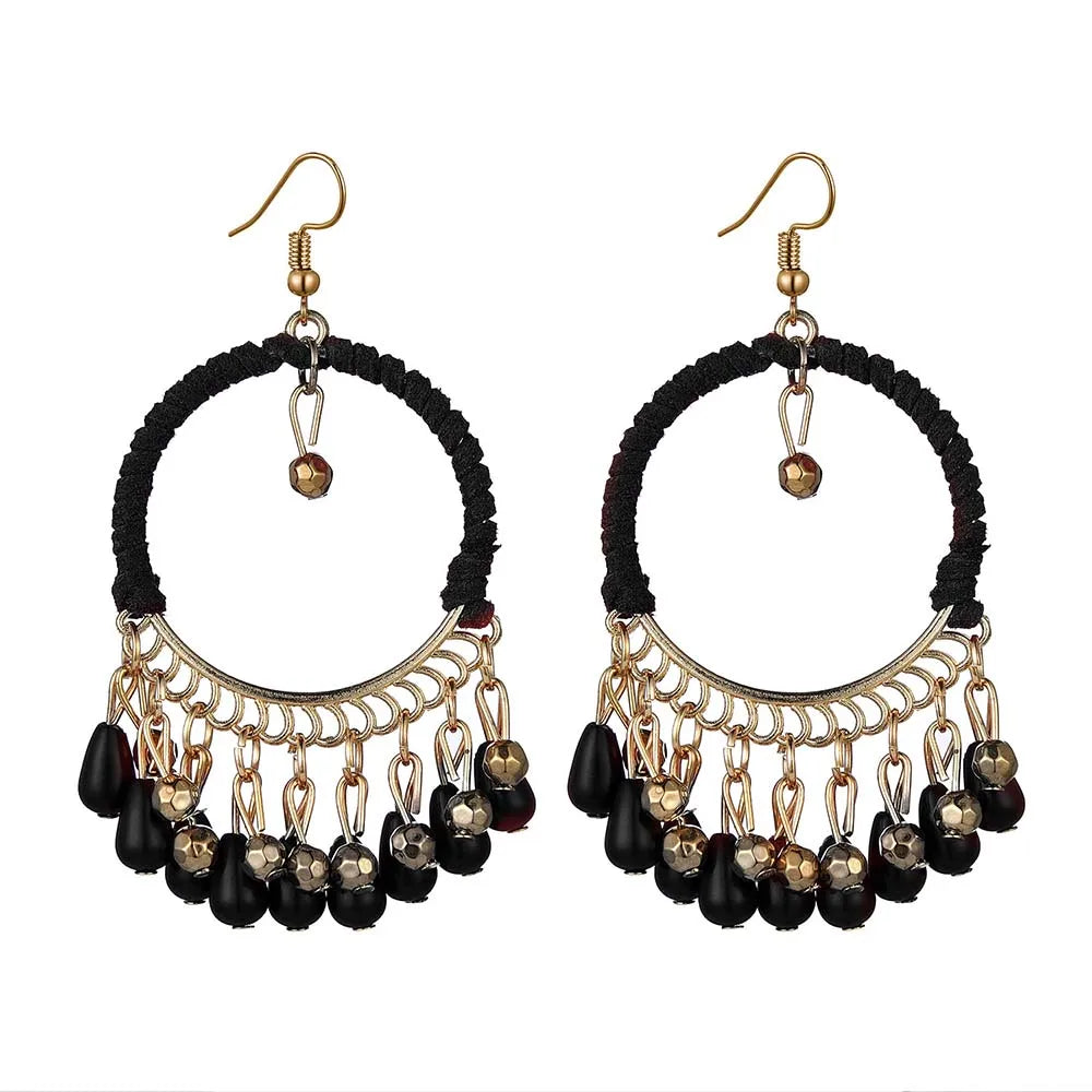 New Ethnic Round braided Dangle Earrings For Women Bohemian Retro Tassels Drop Ear Jewelry Female Party Accessories
