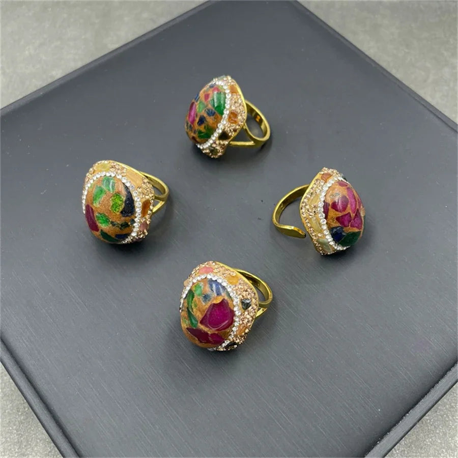Baroque Coin Pearl Rhinestone Index Finger Ring Rhinestone Freshwater Pearl Open Cuff Rings for Women Party Ball Jewelry