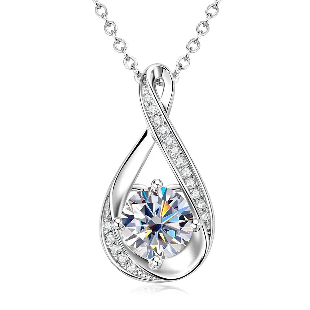 OXTAO Infinity Moissanite Pendant Necklace 8mm&1.2mm D VVS1 for Women 14K Gold Filled Clavicle Chain Necklace Fine Jewelry Gift