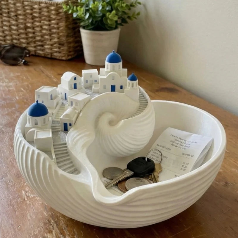 Santorini Coastal Style Conch Shell Storage Box Cute Key Jewelry Organizer Lovely Home Desktop Decor Ornament