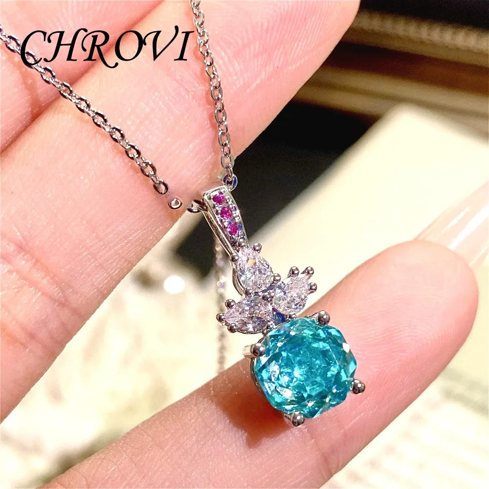 Luxury 925 Sterling Silver Millennium Rose Diamond Pendant Necklace, Diamond Ring and Stud Earring Set