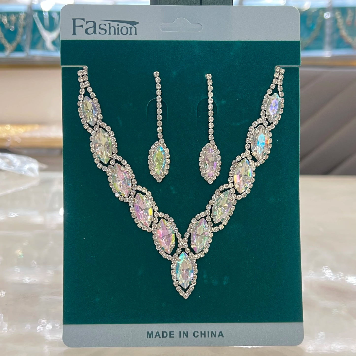 Advanced Versatile Crystal Necklace Earrings Two Piece Set Bridal Wedding Party Vacation Travel Versatile Accessories