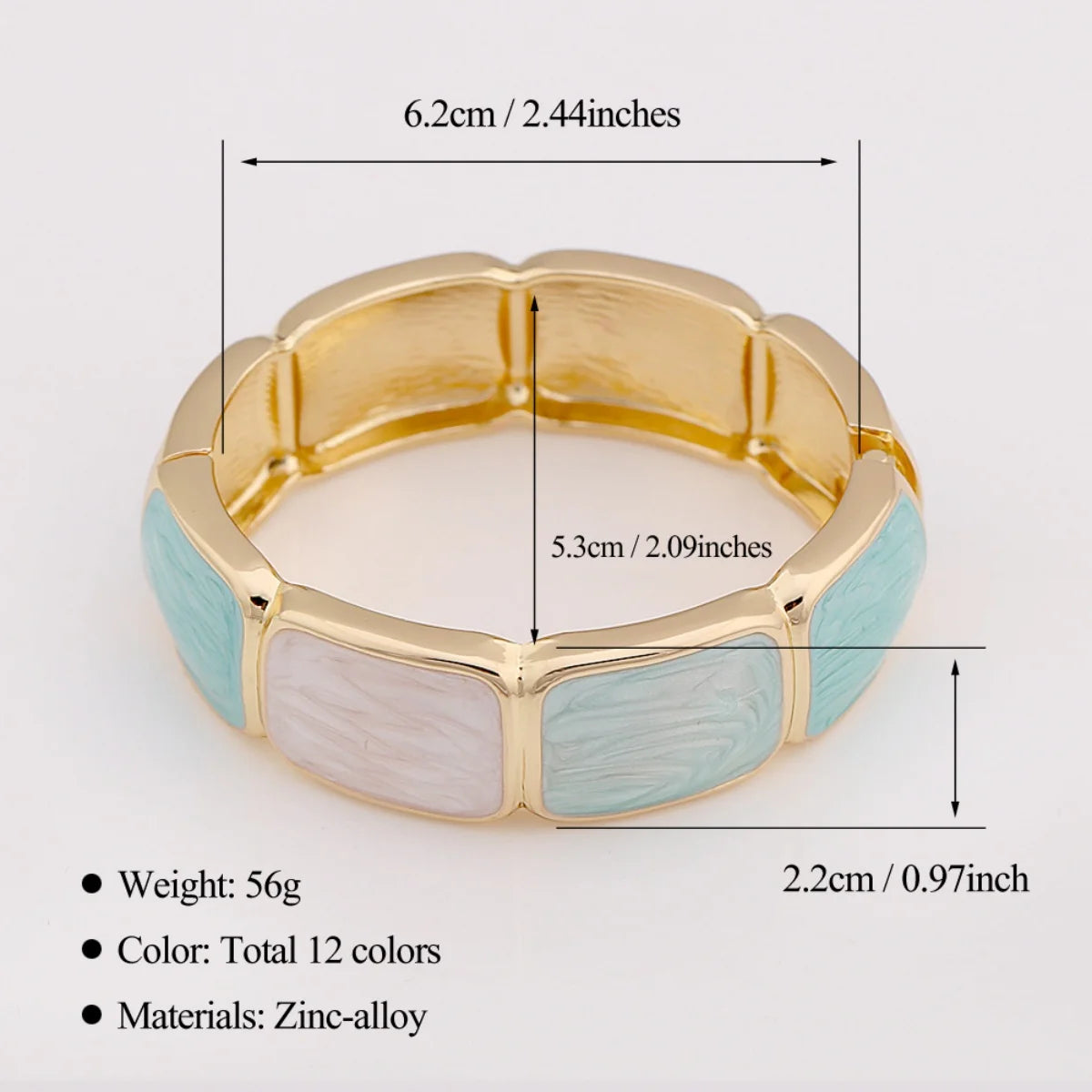 KMVEXO Punk Blue Green Color blocking Enamel Bangles Metal Geometric Bangle Wide Chunky Cuff Bracelet Women Aesthetic Jewelry