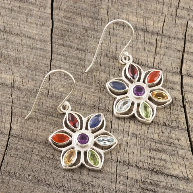 New Bohemian Alloy Earrings Round Drop Oil Multicolor Diamonds Sun Flower Distinctive Embellishment Gifts Party