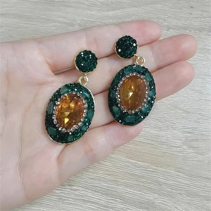 Round Colored Change Sultanite Crystal Bangle Rings Sets for Women Necklace Earring Rings Golden Green Zultanite Quartz Jewelry