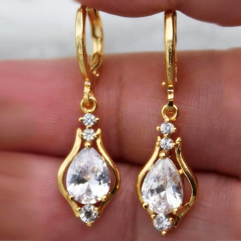 Light Luxury Temperament Accessories Earrings Multi-color Drop-shaped Zircon Earrings for Female Women Party Elegant Jewelry