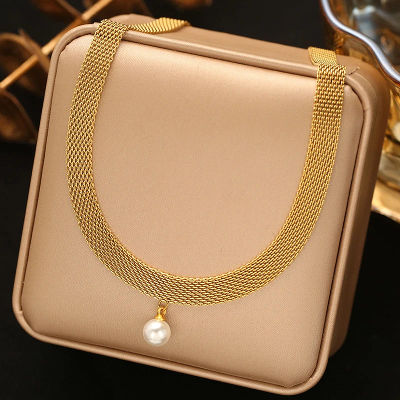 EILIECK 316L Stainless Steel Chains Necklace Choker For Women Trendy Gold Color Collar Neck Chain Waterproof Jewelry Lady Gift