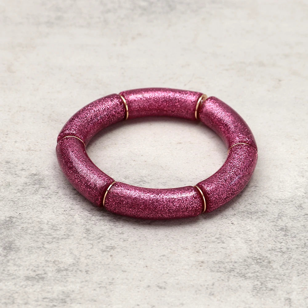 Fashion Pink Acrylic Geometric Beads Bracelets Necklace Earrings for Women Heart Tube Beaded Bracelets 2026 New Jewelry Gifts