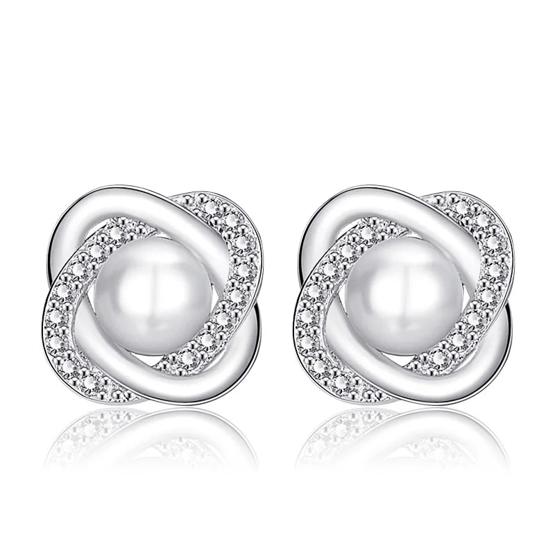 New 925 Sterling Silver Earrings High quality sparkle Zircon for Women Fashion Jewelry Wedding Engagement Party Gifts