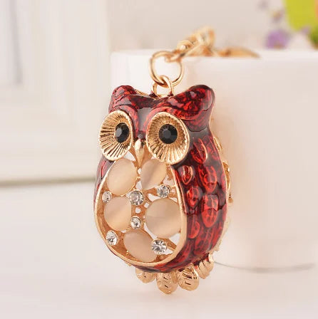 EASYA New Design Crystal Owl Keychain Full Rhinestone Key Ring Key Holders For Women Bag Accessories Cute Animal Car Key Chain