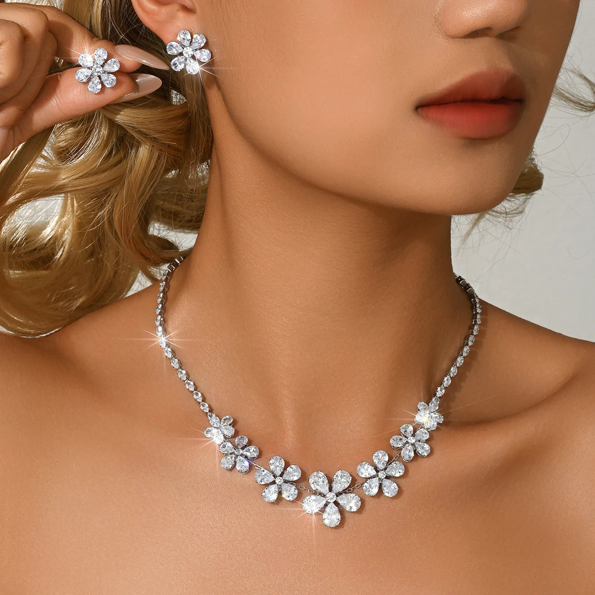 Forest Style Solid Color Fresh Floral Necklace Earrings Jewelry Outdoor Wedding Photos Atmosphere Commuting Dating Gentle Versat
