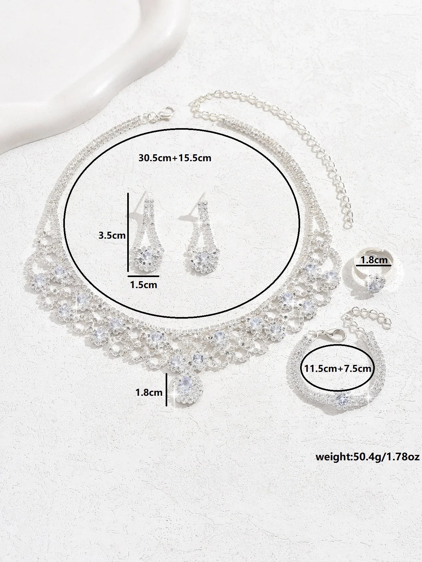 Fashionable and Exquisite Claw Chain Design Water Droplet Jewelry Set, Light Luxury Retro High-End Jewelry Set for Women