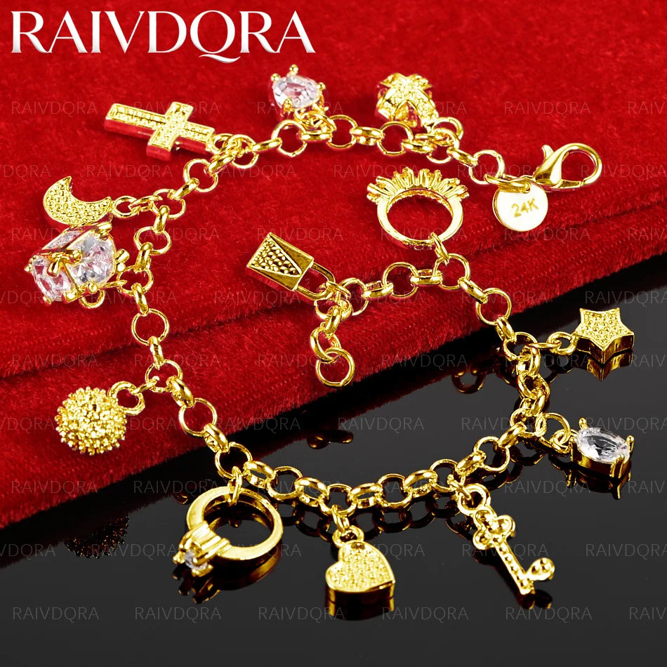 18K Gold Plated Various Pendants Bracelets For Women Anniversary Gift Popular Wild Fashion party