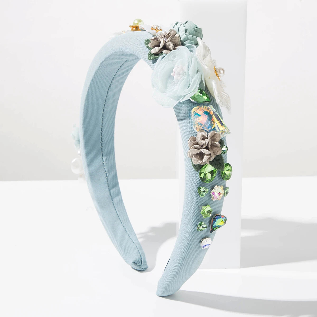 Sweet And Fresh Korean Style Diamond Studded Forest Style Simulated Flower Headband, Niche And Versatile Hair Accessory