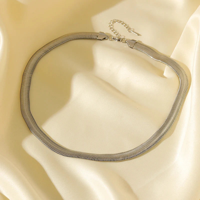 EILIECK 316L Stainless Steel High Quality Chain Collar Necklace For Women Silver Color Neck Chain Trendy Fashion Jewelry Bijoux
