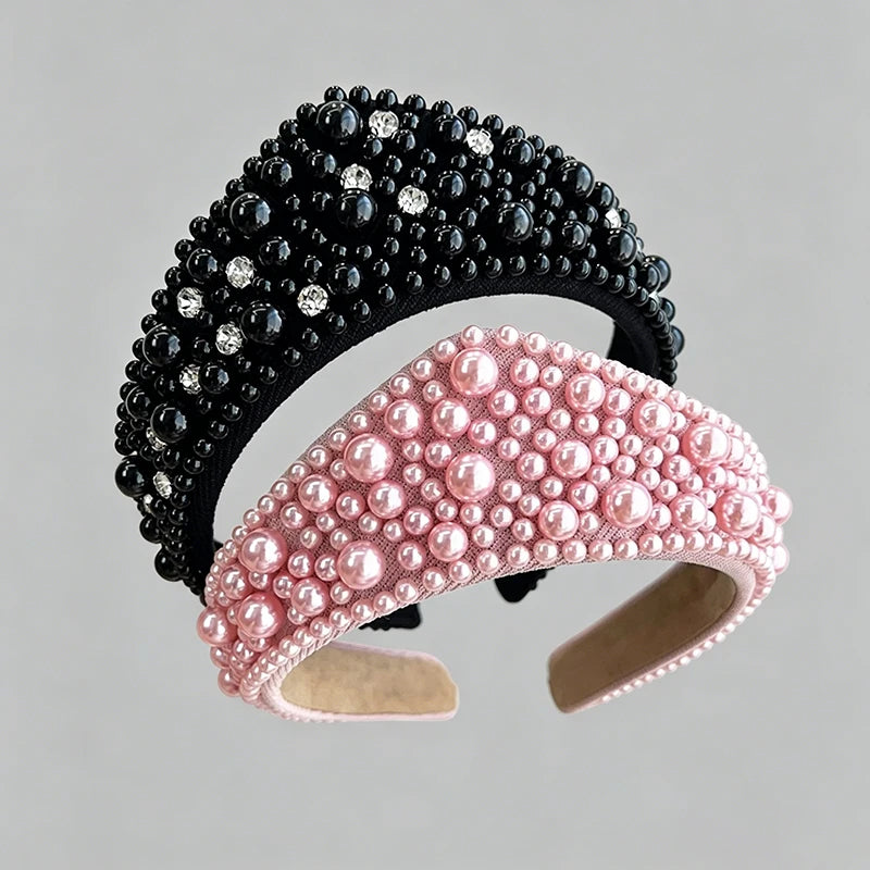 Fashion Hairbands for Women Rhinestone Pearls Tiaras Crown Headband Hair Jewelry Gifts Accessories