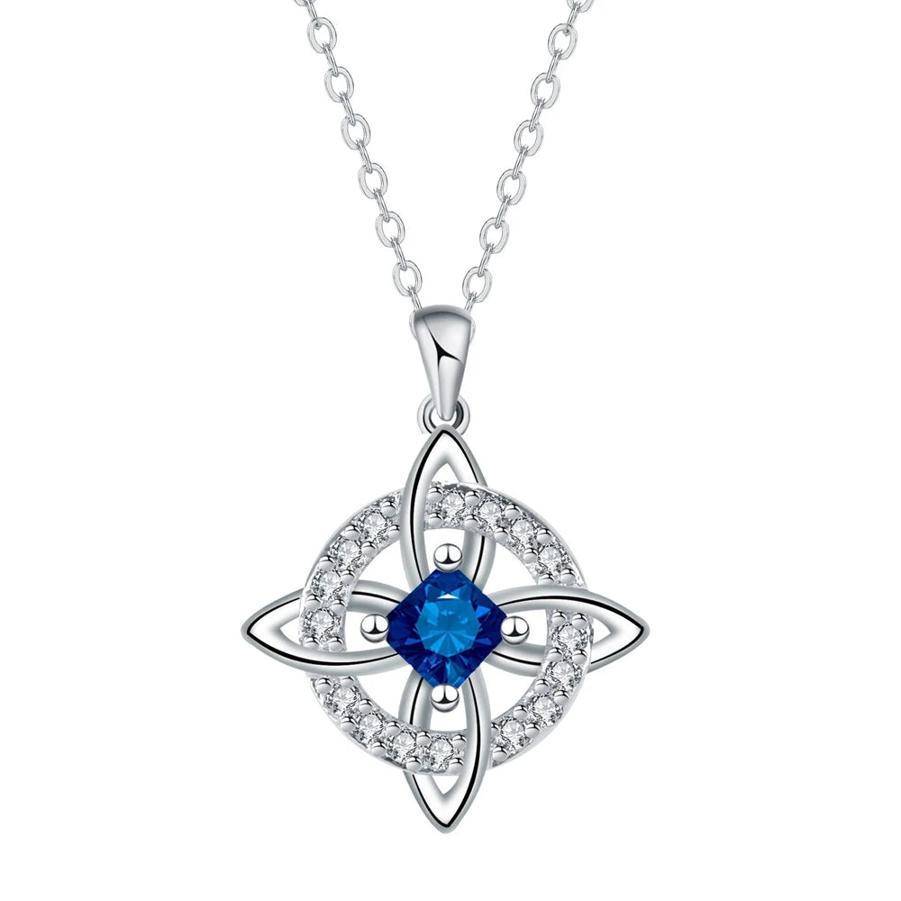 Dainty 5A Birthstone Pendant Necklace 12 Pieces Zirconia Magic Witch Knot Necklace for Women Good Luck Amulet Protection Jewelry