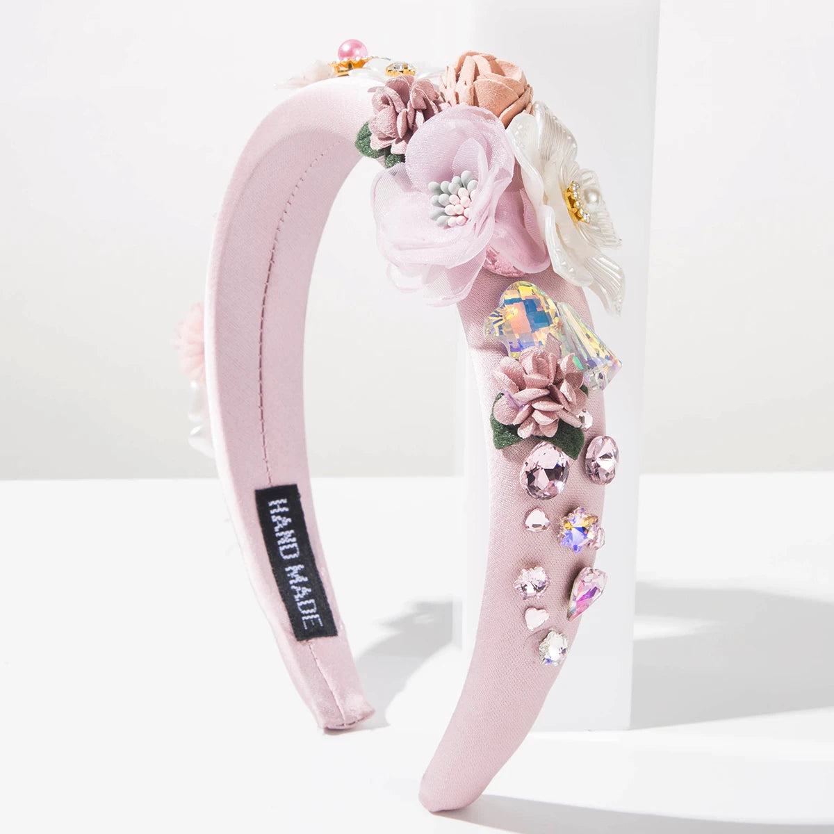Sweet And Fresh Korean Style Diamond Studded Forest Style Simulated Flower Headband Elegant Hair Accessory
